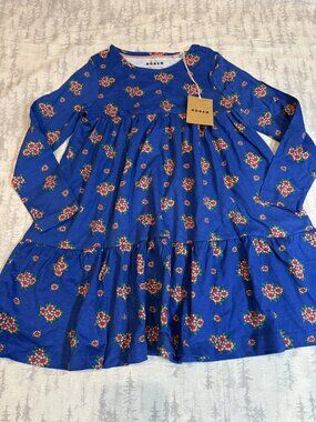 NWT Mini Boden Blue Floral Tiered Jersey Dress 5-6Y